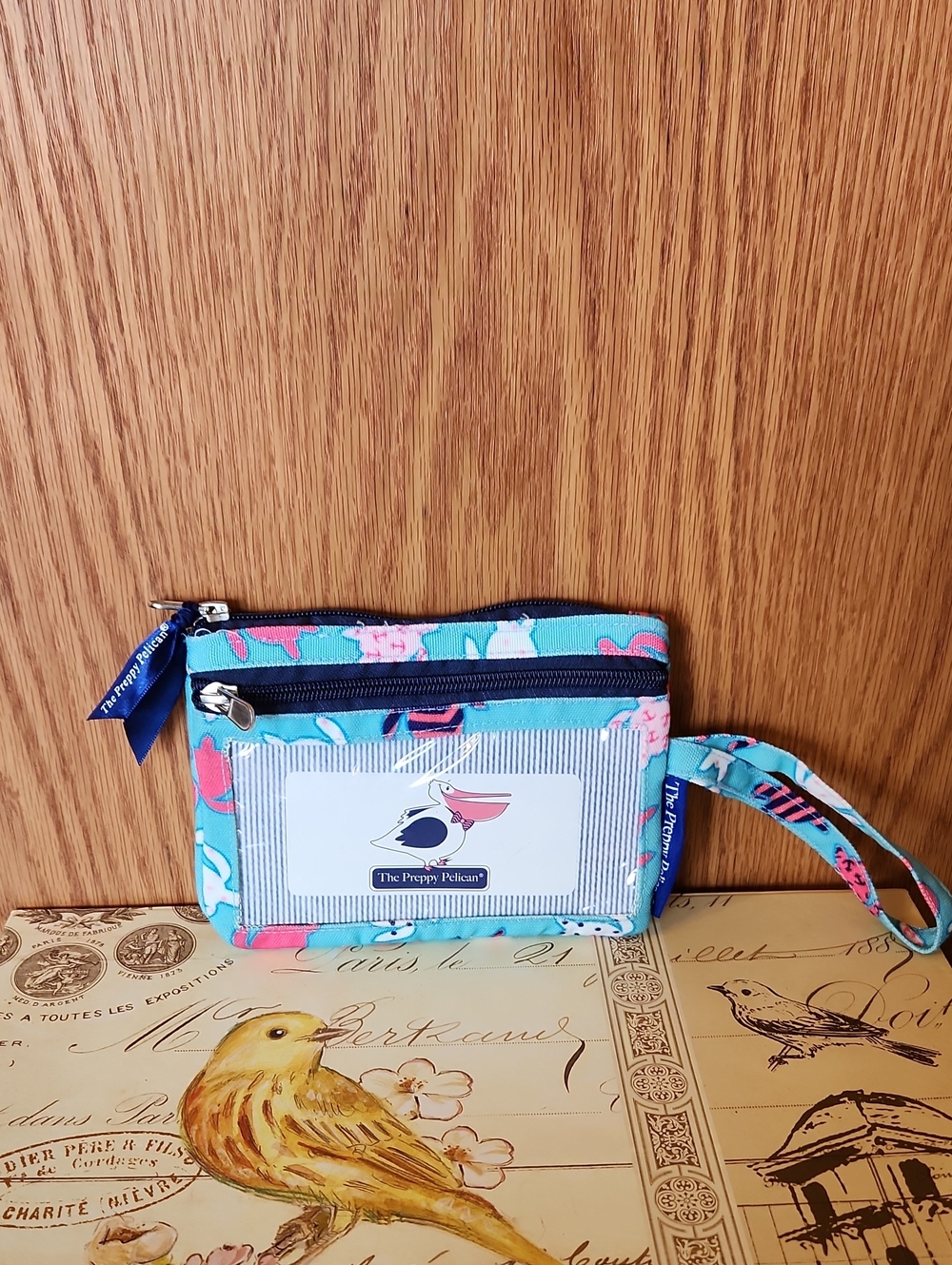 Turquoise Floral Wristlet Clutch
